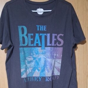The Beatles Abbey Road Womens Graphic Tee - Black with Blue/Purple Print